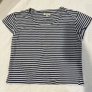Madewell Navy and White Striped Short Sleeve Tee